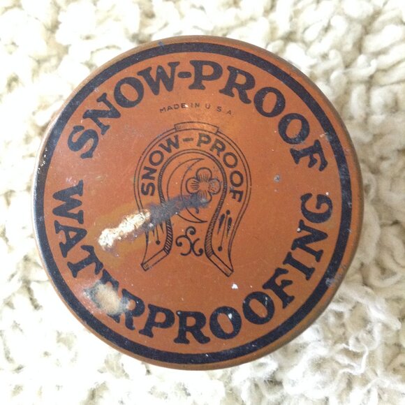VTG/ANTIQUE Snow Proof Leather's Best friend Litho tin; 1930's New York Company - Picture 2 of 3
